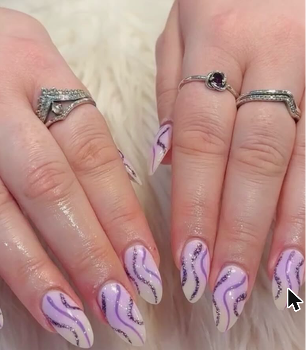 Lilac swirl nail art at Hello Beauty Nails